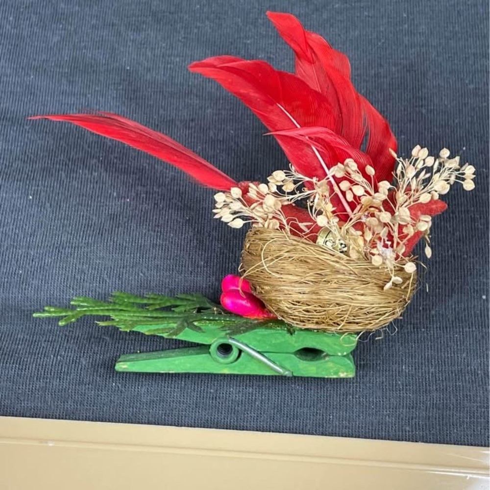 Birds Nest with Red Feather Decoration/Christmas Ornament